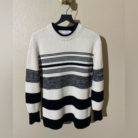 Proenza Schouler Sweaters - Proenza Schouler Black and White Striped Crewneck Sweater